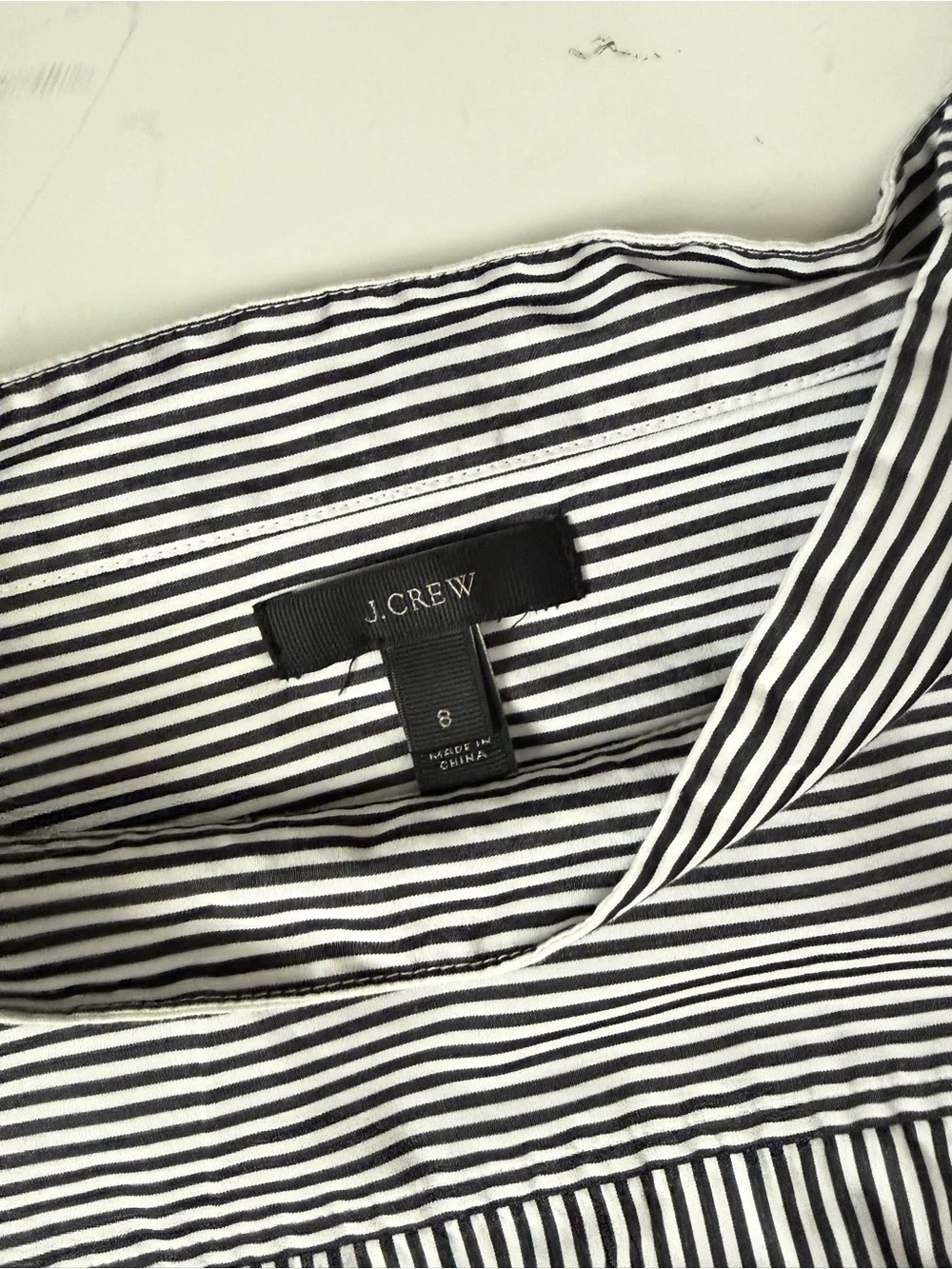 J.Crew Funnelneck Shirt Black White Stripe Size 8
